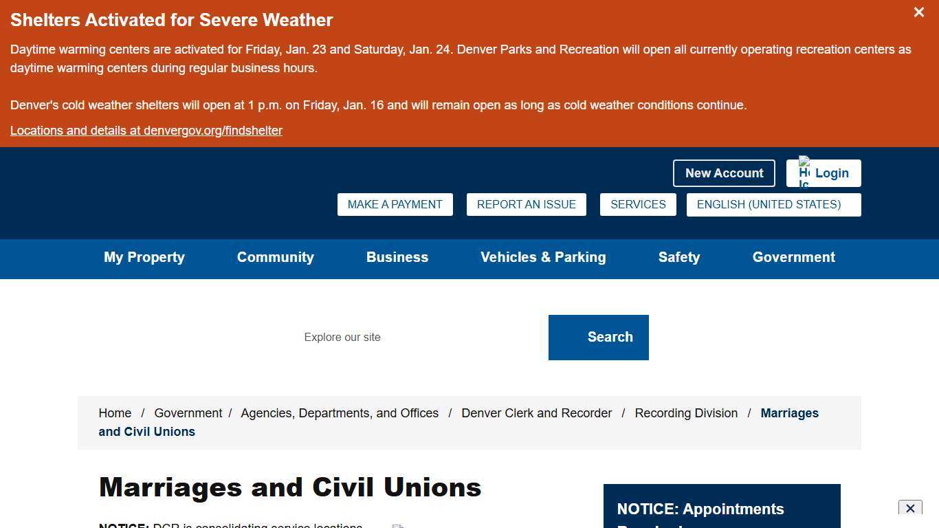 Marriages and Civil Unions - City and County of Denver