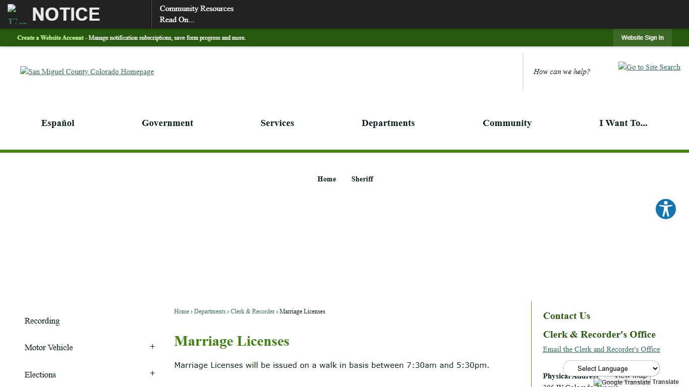 Marriage Licenses San Miguel County, CO - Official Website